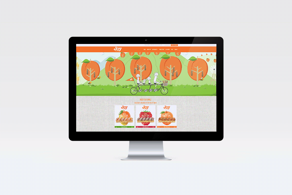 Joy Foods home page design with motion slider
