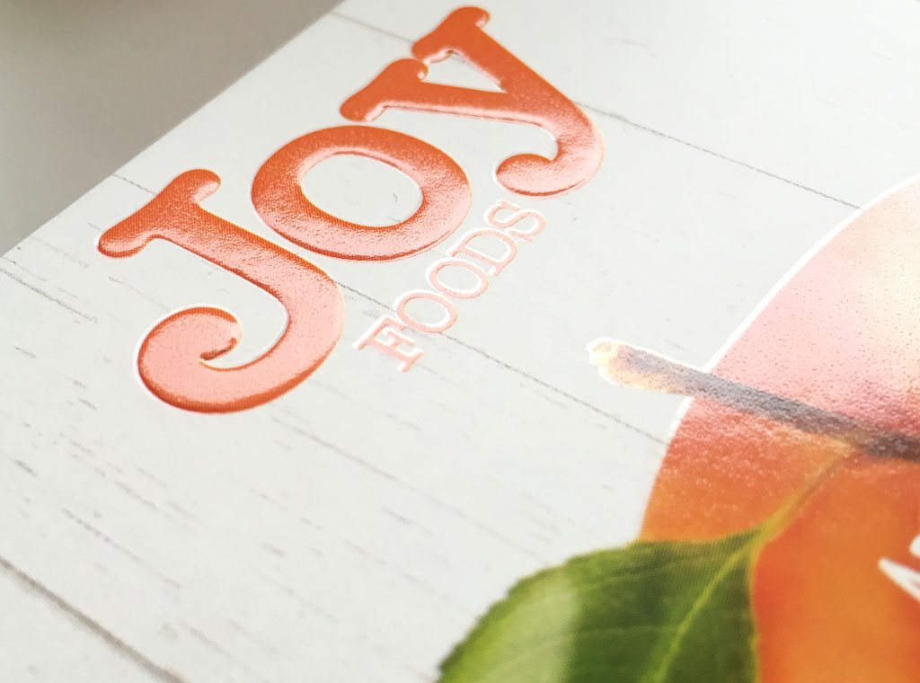 Joy Foods muesli bars packaging with embossing and spot varnish finsihing