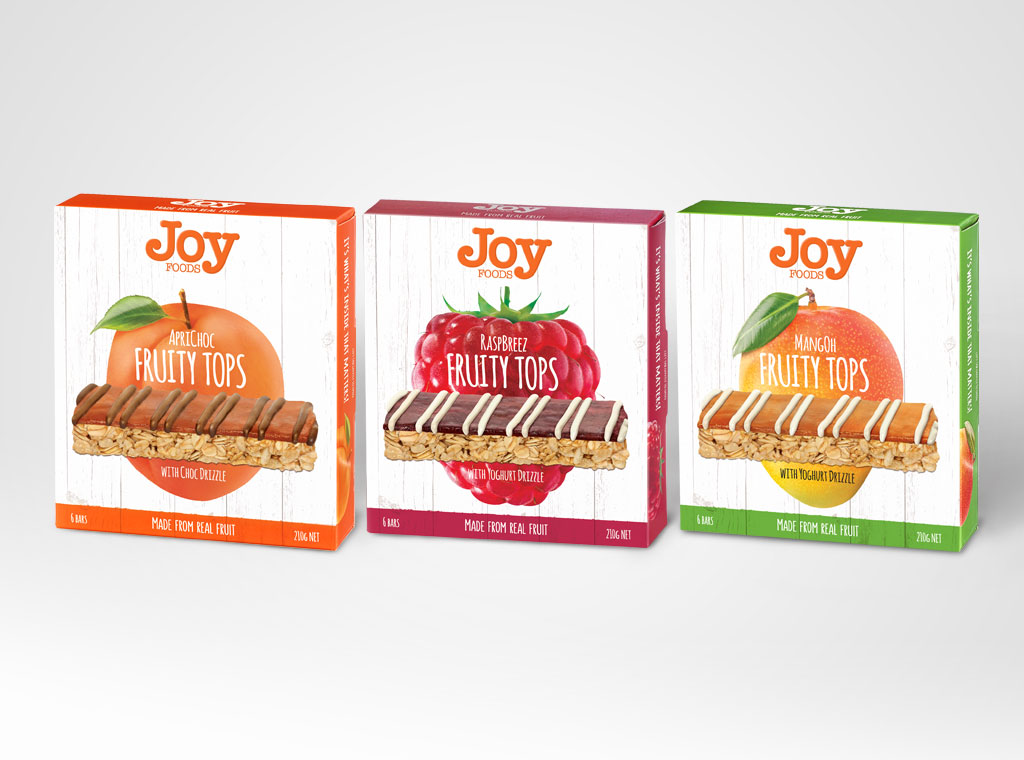 Joy Foods muesli bars packaging design