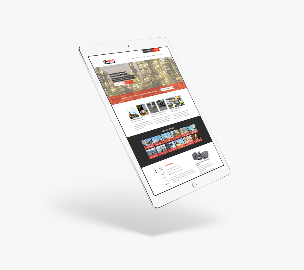 Reglin Rubber ipad responsive home page 