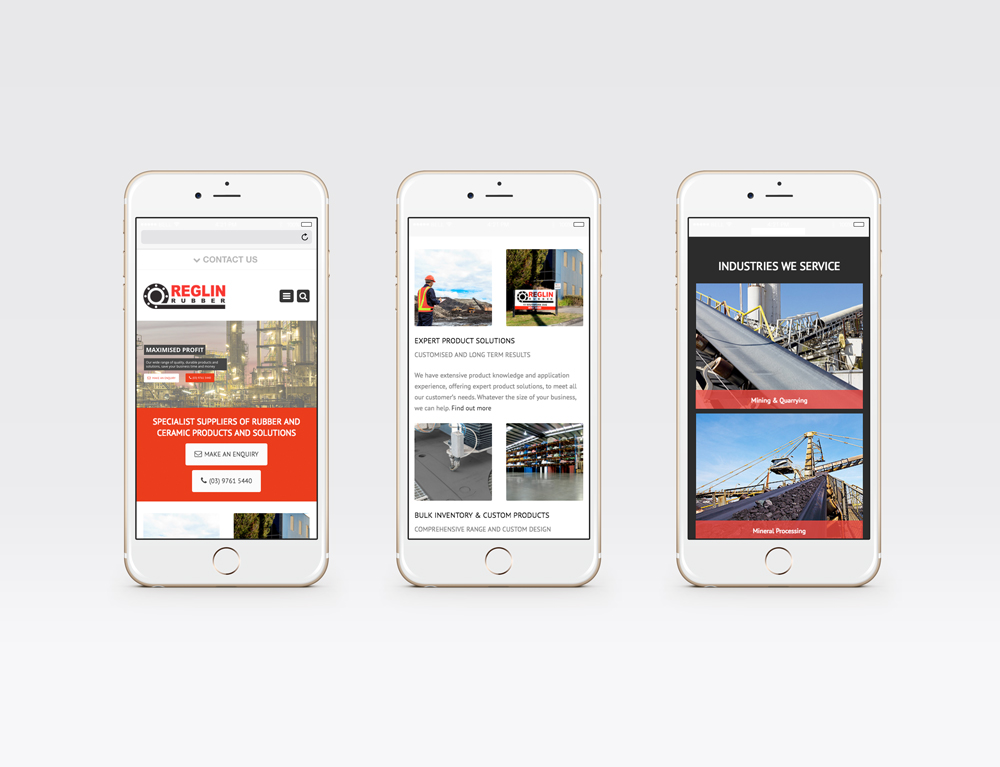 Reglin Rubber mobile responsive pages 